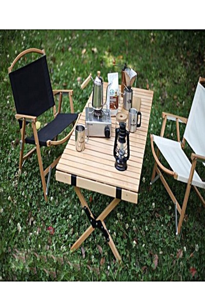Raffine 1 Piece Multipurpose Use Durable Portable Outdoor Dining Table Egg Roll Foldable Camping Bamboo Tabl