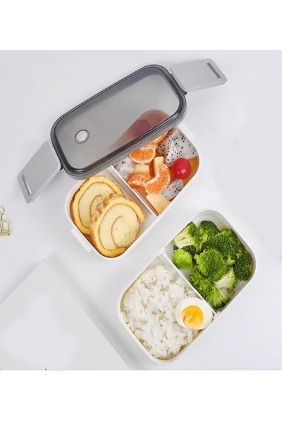 Raffine Double Layer Sleek Design Airtight Lunch Box Stainless Steel Leak Proof Compartment Food Container f
