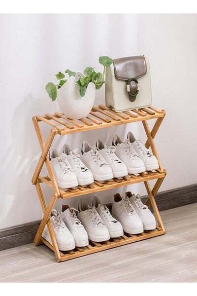 Raffine Perfect Storage Free Standing 3 Tier Bamboo Shoe Rack Shelf