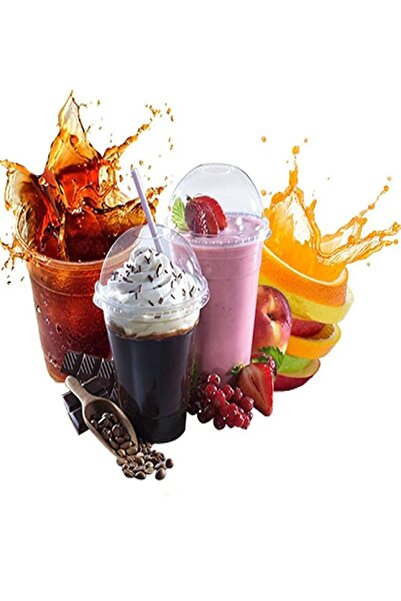 Raffine 50 Pieces Multipurpose Use Disposable Glass Thickened Transparent Plastic Cup with Lid 360 ml