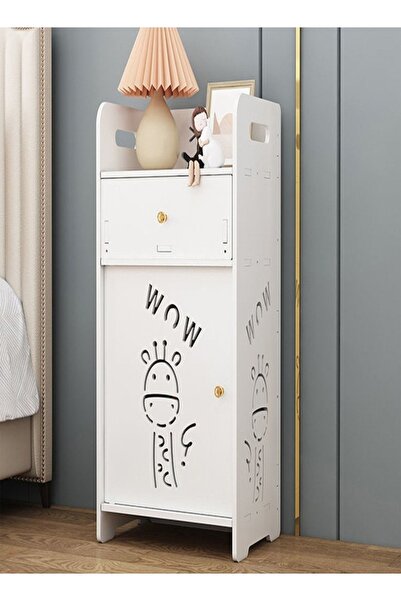 Raffine رف خزانة أثاث منزلي متعدد الأغراض قائم على الأرض للحمام باللون الأبيض 25 × 18 × 50 سم