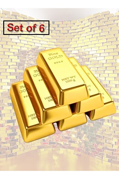 Raffine 6 قطع من سبائك الذهب المزيفة، طوب ذهبي مزيف، بلاستيك لامع، ثقل ورق مز...