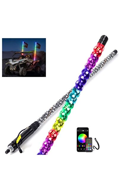 Raffine 1 Pair 150 cm Long 360° Spiral Whip Lights Multicolor and Modes RGB LED Lights Side By Side With Wi
