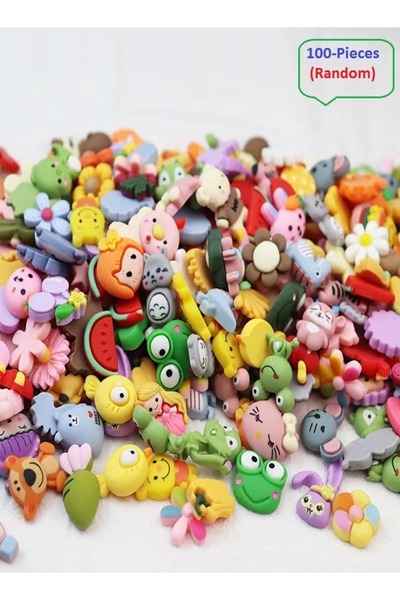 Raffine 100 Pieces Random 3D Cute Animals Flat Back Resin Embellishments Earr...