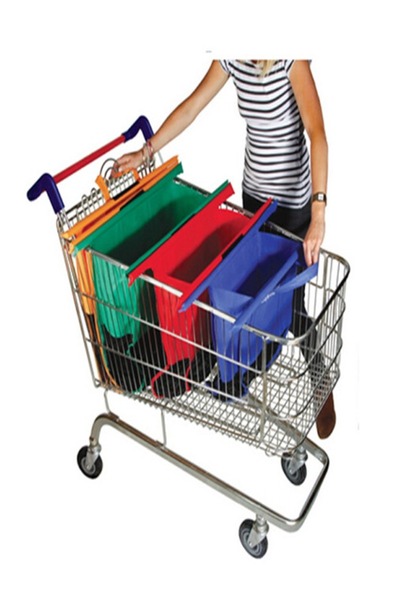 Raffine 4 Pieces Multipurpose Use Foldable Shopping Cart Reusable Trolley Bags Eco-Friendly Grocery Bags