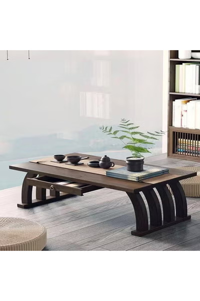 Raffine Piece Japanese Low Table Floor Tea Table Altar Table for Meditation Wooden Coffee Table