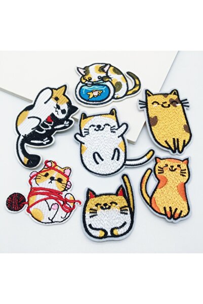 Choice مجموعة رقعة تطريز قطط صفراء، 7 قطع، 7 قطع، تطبيق DIY للملابس - عربة حي...