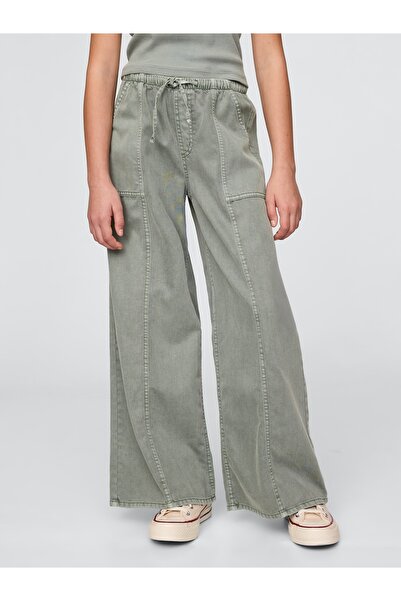 GAP Kız Çocuk Yeşil UltraSoft Baggy Twill Pantolon