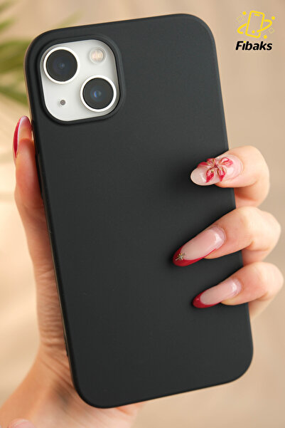 Fibaks Iphone 13 - 14 - 15 Uyumlu Kılıf Içi Kadife Lansman Silinebilir Renkli Yumuşak Silikon Siyah Kapak