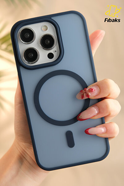 Fibaks Apple Iphone 15 Pro Uyumlu Kılıf Kamera Çıkıntılı Magsafe Şarj Destekli Yumuşak Kenarlı Mat Kapak