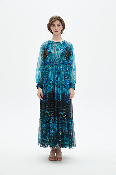 Nichii Floral Long Sleeve Maxi Dress with Boat Neck