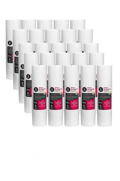 AQUA BELLA Açık Kasa Su Arıtma Cihazı 10 Inç 5 Mikron Sediment Spun Filtre (25 Adet)