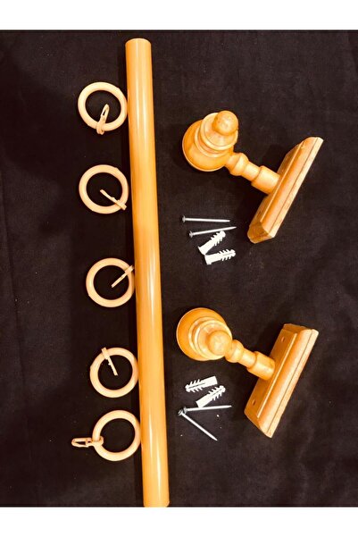 özdeğer home 100cm Meşe Raysız Rustik Tekli Perde Askısı Mutfak Salon Çocuk O...