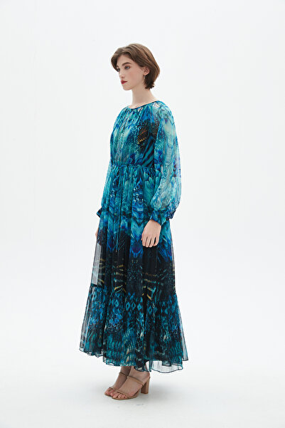Nichii Floral Long Sleeve Maxi Dress with Boat Neck