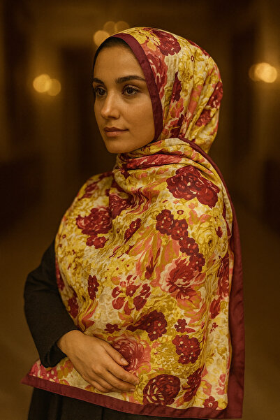 ELZE MODA Rose Patterned Cotton Voile Shawl