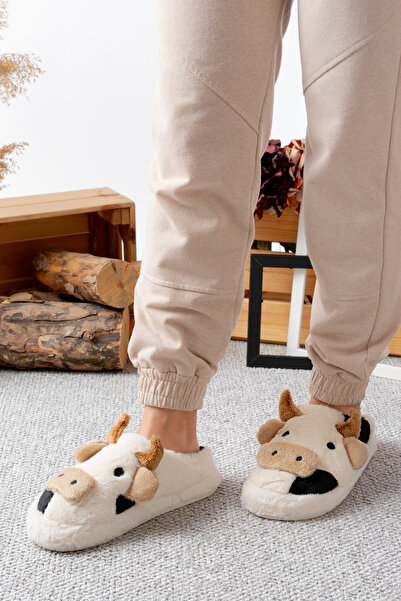 Slipcat Women's Ox Figured Silent Sole Plush House Slippers