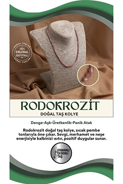 OSMANLI DEĞERLİ TAŞ SERTİFİKALI Rodokrozit Doğal Taşı Kolye