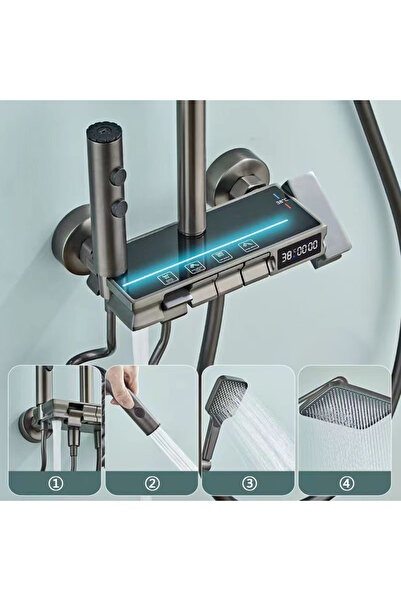 Sanlux SmartLux Black Shower Set - With Digital Display and Thermostatic Function