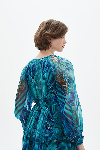 Nichii Floral Long Sleeve Maxi Dress with Boat Neck