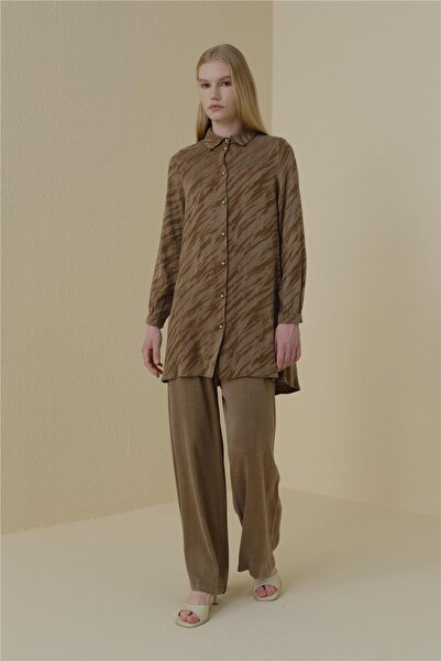 Nihan Premium Cupra Pantolon Tunik Takım Açık Kahve