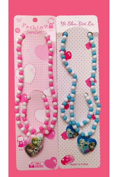 Takyakıştırpursaklar 2'li Elsa Anna Kolye Ve Bileklik Set, Frozen Çocuk Kolyesi Ve Bilekliği(4 Parça)