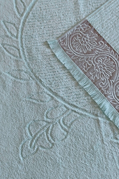 Sevim Бамбуковий та бавовняний надзвичайно м'який рушник для ванної кімнати - з бахромою та бордюром - 70x140 см - м'ятний