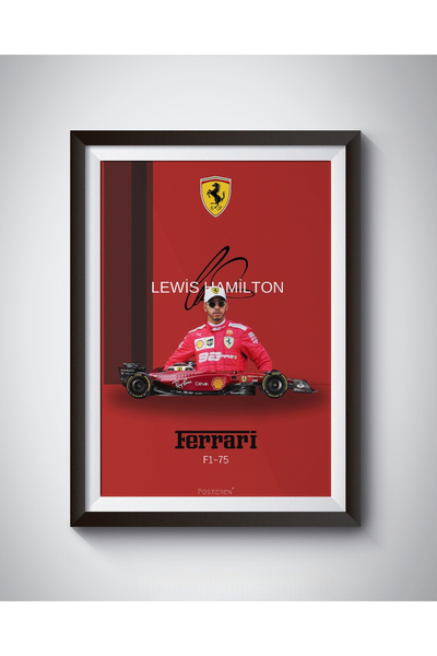 POSTEREN F1 Ferrari Lewis Hamilton Çerçeveli Poster Tablo Lewis Hamilton Poster