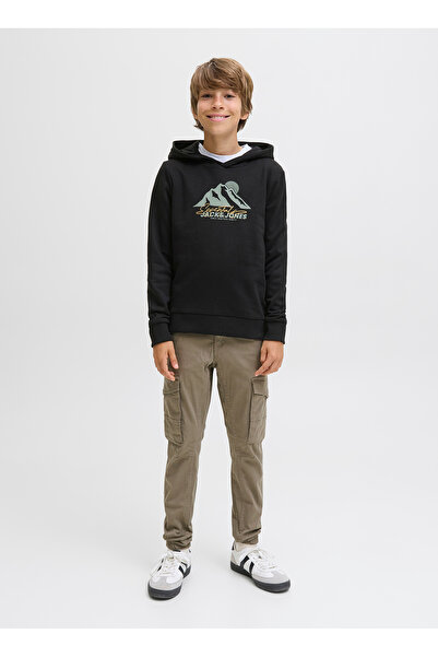 Jack & Jones Baskılı Erkek Çocuk Siyah Sweatshırt 12279610