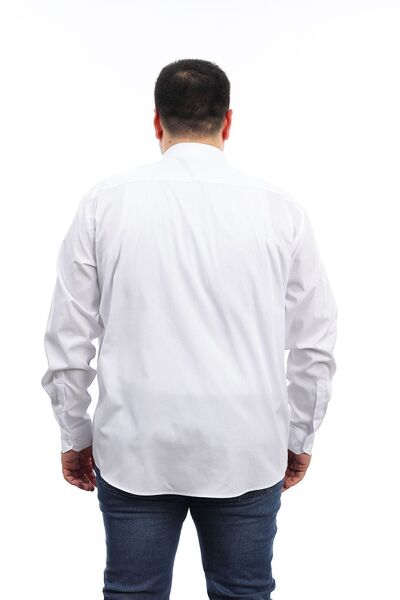 TOUSUS Ανδρικό μακρυμάνικο πουκάμισο μεγάλου μεγέθους λευκό βαμβακερό γιακά με τσέπες