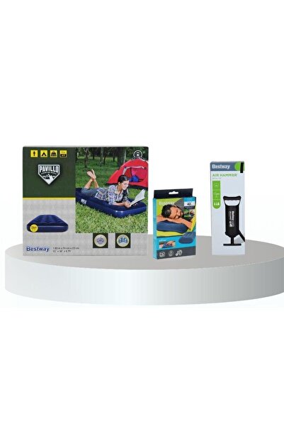 BESTWAY Tek Kişilik Tek Katlı Şişme Yatak,Şişme Yastık 185x76cm Full Set 67000