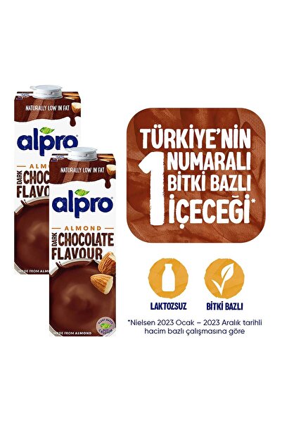 Alpro Bitter Çikolata Badem Sütü 2x1 L Vegan Laktozsuz Bitkisel Bazlı