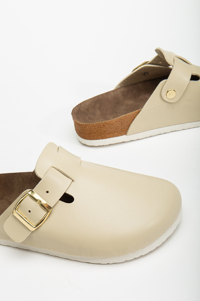 romamod Women's Indoor Slippers Skin Material Boston Clog Slippers