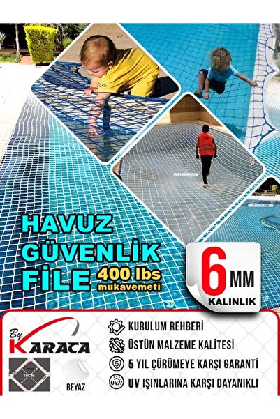 KARACAFİLE Havuz Çevresi Güvenlik Filesi 6mm Ip Kalınlığı 10x10 Gözenekli / 1...