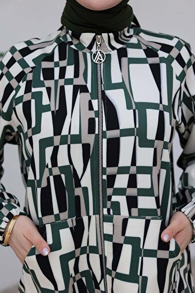 Armine Trend Mevsimlik Dijital Baskılı Fermuarlı Cepli Tunik Modaayka 25AYC421