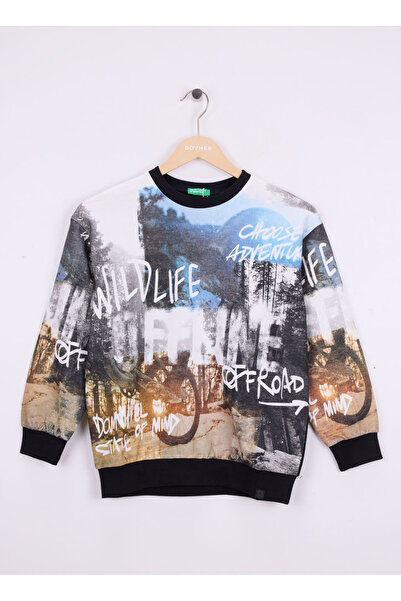 Benetton Baskılı Erkek Çocuk Çok Renkli Sweatshırt 3WECC10PR