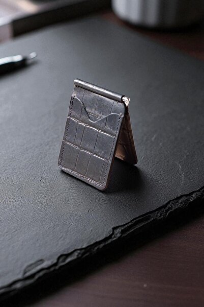 MAT Deri محفظة رجالية سوداء مع مشبك نقود من الجلد الطبيعي، حامل بطاقات عملي ر...