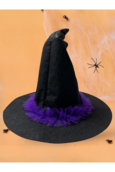 KOSTÜMCE Cadı Şapkası Mor Tüllü Çocuk