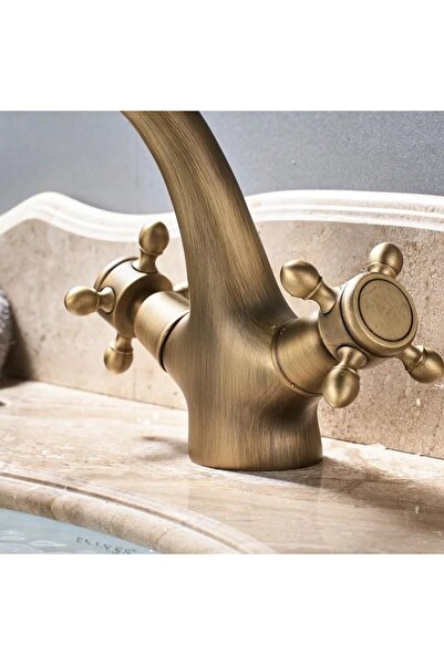 Sanlux Baterie Lavoar Vintage – Masiv, Finisaj Bronz Antichizat, Dublă Comandă, VST23