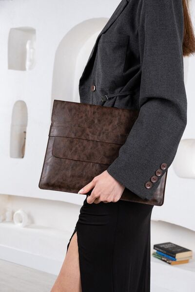 DK LEATHER حقيبة كمبيوتر محمول من جلد البولي يوريثان البني Asus Zenbook Flip 13 UX363JA-EM158T