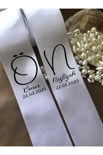 İsabella Accessories Takı Kurdelesi Siyah Beyaz 6 CM GENİŞLİK Gelin Damat Takı Kurdelesi