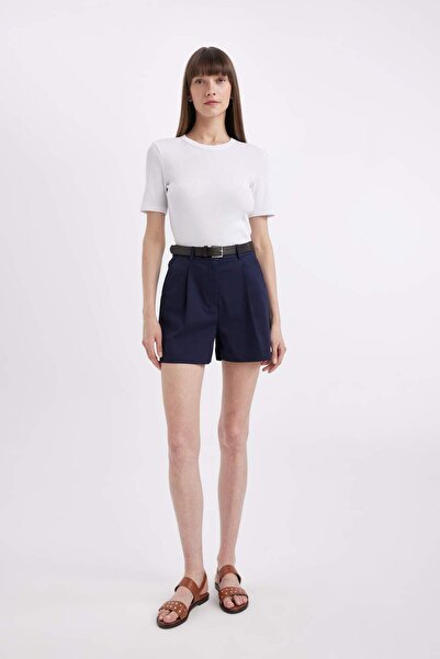 DeFacto Tricou cu decolteu slim cu nervuri - C0097ax24sm