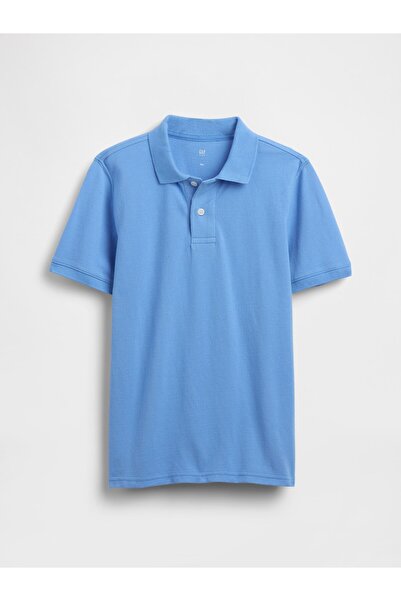 GAP Erkek Çocuk Mavi Pique Polo T-Shirt