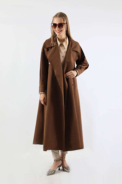 ZÜLAYS Ekose Detaylı Trençkot Kahverengi
