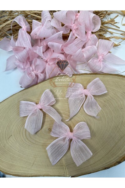 LAYLAEVENTS Keten Kurdele Hazır Fiyonk 20 Adet -toz Pembe