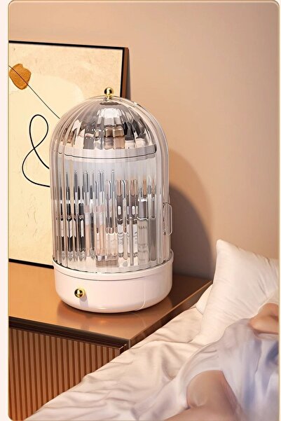 Piev House By House 360 Glow Vitrin Şeffaf Fırçalık Ve Şeffaf Mücevherat Üçlü Set