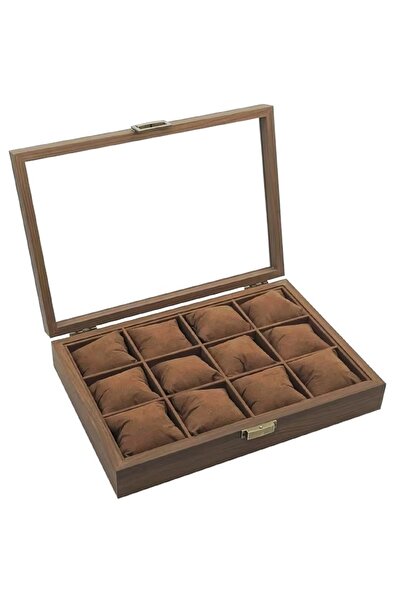 PUFO Elegant wooden box for storing and organizing 12 watches, Noble model, brown