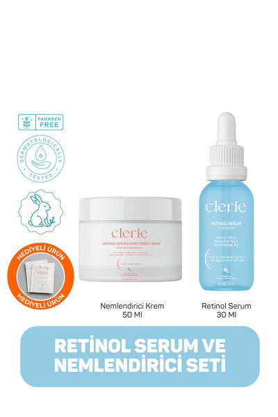 Clerie Cosmetics Clerie Gece Bakım Ikilisi Yoğun Nemlendirici Cica Krem ve Re...