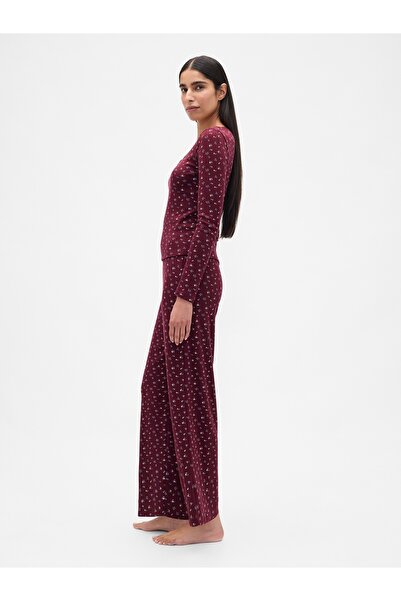 GAP Kadın Bordo Pointelle Pijama Takımı