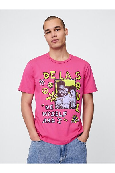 GAP Erkek Pembe De La Soul Grafikli T-Shirt