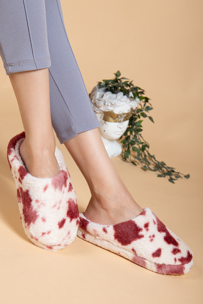 uway Women's Patterned Plush Soft Lightweight Soundless Non-Slip Sole Dowry B...